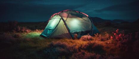 A tent that glows in the dark. photo