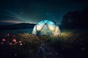 A tent that glows in the dark. photo
