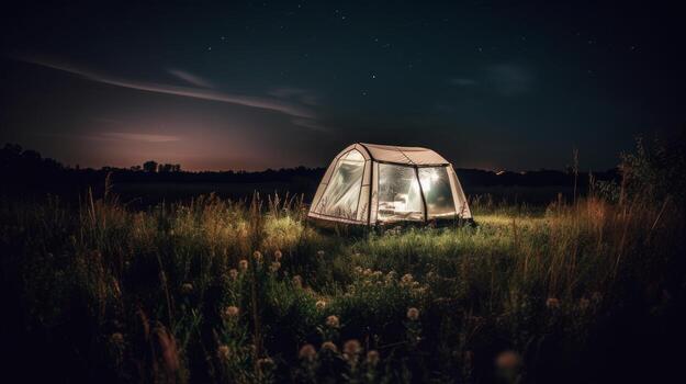 A tent that glows in the dark. photo