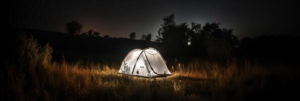 A tent that glows in the dark. photo