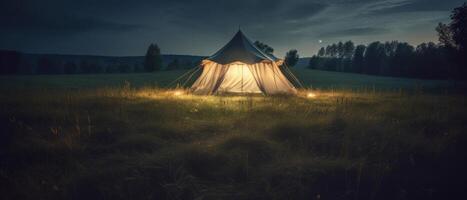 A tent that glows in the dark. photo