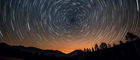 Spectacular stars at night with the North Star shining brightly. . photo