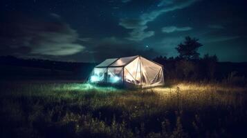 A tent that glows in the dark. photo