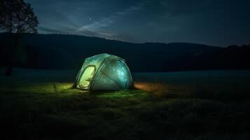 A tent that glows in the dark. photo