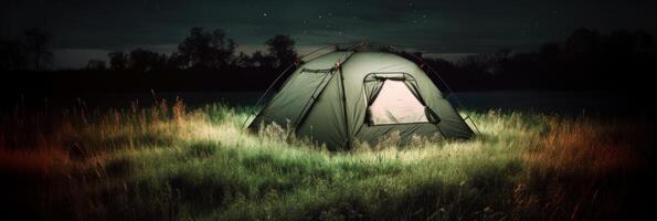 A tent that glows in the dark. photo