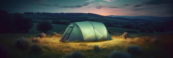 A tent that glows in the dark. photo