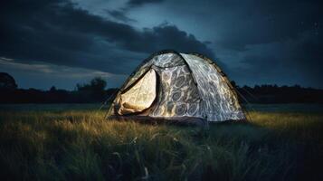 A tent that glows in the dark. photo