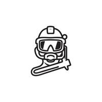 scuba driver silhouette design black and white color vector
