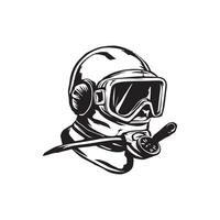 scuba driver silhouette design black and white color vector