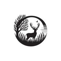 deer silhouette design black and white vector
