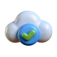 Cloud with Check Mark 3d Render png