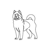 akita dog one line art , continuous line art, minimal line art vector
