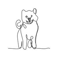 akita dog one line art , continuous line art, minimal line art vector