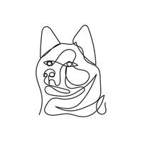 akita dog one line art , continuous line art, minimal line art vector