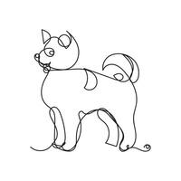 akita dog one line art , continuous line art, minimal line art vector