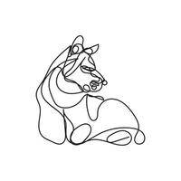akita dog one line art , continuous line art, minimal line art vector