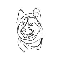 akita dog one line art , continuous line art, minimal line art vector