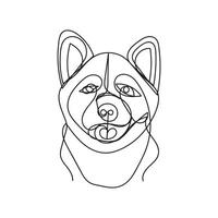 akita dog one line art , continuous line art, minimal line art vector