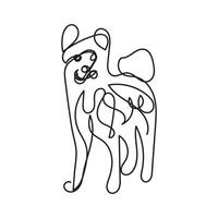 akita dog one line art , continuous line art, minimal line art vector