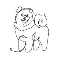 akita dog one line art , continuous line art, minimal line art vector