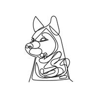 akita dog one line art , continuous line art, minimal line art vector