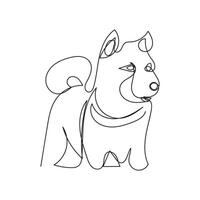 akita dog one line art , continuous line art, minimal line art vector