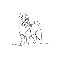 akita dog one line art , continuous line art, minimal line art vector