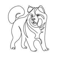 akita dog one line art , continuous line art, minimal line art vector