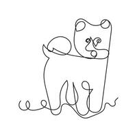 akita dog one line art , continuous line art, minimal line art vector