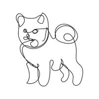 akita dog one line art , continuous line art, minimal line art vector