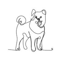 akita dog one line art , continuous line art, minimal line art vector