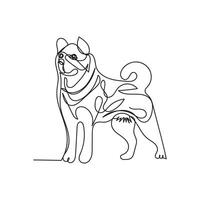 akita dog one line art , continuous line art, minimal line art vector