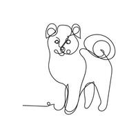 akita dog one line art , continuous line art, minimal line art vector