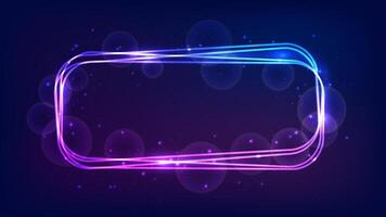 Neon rectangular frame with shining effects and sparkles vector