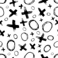 Seamless pattern with hand drawn cross and circle shapes vector