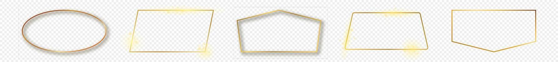 Gold glowing different geometric shape frame vector