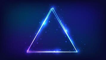 Neon double triangular frame with shining effects vector