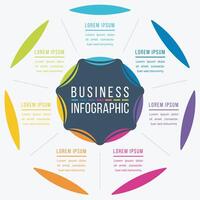Infographic design 7 steps, objects, elements or options business information circle infographic template vector