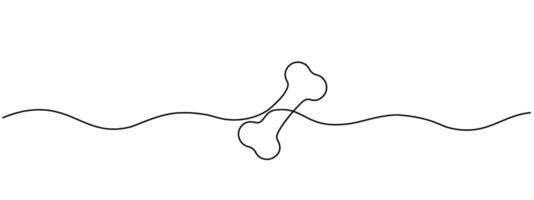 Continuous line drawing of human bone, or dog bone. illustration drawn with one editable line vector
