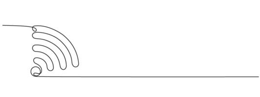 WI-FI signal drawn in one continuous line. Outline icon for Internet, hotspot for UI and mobile applications in simple linear style editable illustration vector