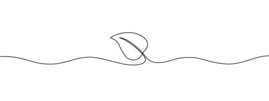 A growing sprout is drawn with one continuous line. Growing plants from seeds, sprouts, natural eco farming concept . Simple editable one line illustration vector