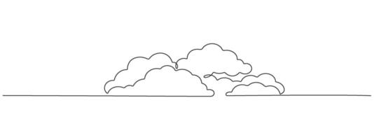 Continuous one line editable design of clouds in the sky. Concept of overcast cloudy weather or storage . Single line illustration vector