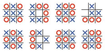 Set of tic tac toe game isolated on white background vector