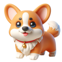Friendly Corgi Dog Cartoon Character Isolated on Transparent Background png