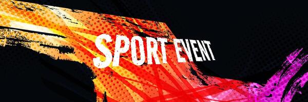 Grunge Sports Background with Brushstrokes in Colorful Gradient Style vector