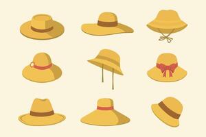 a set of hats with different colors and styles vector