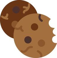 two chocolate chip cookies on a white background vector