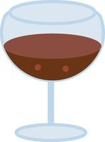 a glass of wine with a brown liquid in it vector