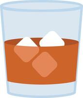 a glass of whiskey with ice cubes in it vector