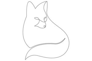 Fox continuous one line drawing illustration vector